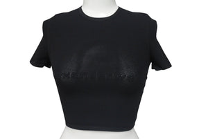 Alexander Wang アレキサンダーワン ロゴ メッシュ クロップド 半袖Ｔシャツ ブラック ポリエステル トップス 4KC2231024 美品 中古 4c075518 