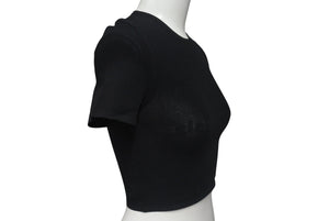 Alexander Wang アレキサンダーワン ロゴ メッシュ クロップド 半袖Ｔシャツ ブラック ポリエステル トップス 4KC2231024 美品 中古 4c075518 