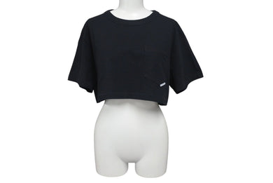 極美品 Alexander Wang アレキサンダーワン クロップドTシャツ フロントポケット コットン ブラック 1CC2221635 中古 4c075519