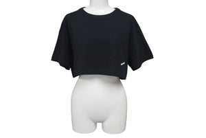 極美品 Alexander Wang アレキサンダーワン クロップドTシャツ フロントポケット コットン ブラック 1CC2221635 中古 4c075519