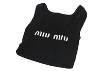 Load image into Gallery viewer, 極美品 MIUMIU ミュウミュウ 23SS ビスコース クロップド ロゴ タンクトップ ブラック ポリエステル 現行 MMV076 サイズ36 中古 4c075523