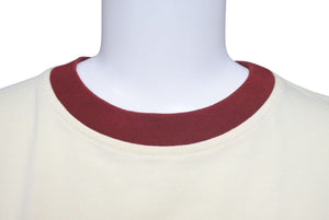 MIU MIU ミュウミュウ 22SS クロップドリンガー 半袖Tシャツ コットン ワインレッド イエロー サイズXS 美品 中古 4c075524