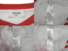 Load image into Gallery viewer, CELINE セリーヌ クロップド ロゴ 半袖Ｔシャツ ホワイト レッド コットン トップス 16 背番号 2X09D671Q サイズS 美品 中古 4c075525