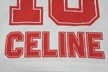 Load image into Gallery viewer, CELINE セリーヌ クロップド ロゴ 半袖Ｔシャツ ホワイト レッド コットン トップス 16 背番号 2X09D671Q サイズS 美品 中古 4c075525
