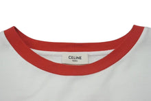 Load image into Gallery viewer, CELINE セリーヌ クロップド ロゴ 半袖Ｔシャツ ホワイト レッド コットン トップス 16 背番号 2X09D671Q サイズS 美品 中古 4c075525