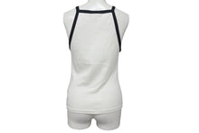 Load image into Gallery viewer, courreges クレージュ ロゴ キャミソール ホワイト ブラック コットン 323JDE048 タンクトップ パッチ サイズS 美品 中古 4c075526
