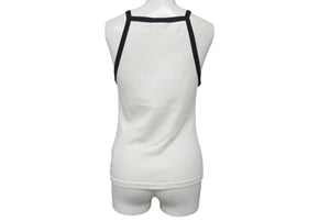 courreges クレージュ ロゴ キャミソール ホワイト ブラック コットン 323JDE048 タンクトップ パッチ サイズS 美品 中古 4c075526
