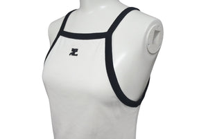 courreges クレージュ ロゴ キャミソール ホワイト ブラック コットン 323JDE048 タンクトップ パッチ サイズS 美品 中古 4c075526