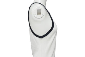courreges クレージュ ロゴ キャミソール ホワイト ブラック コットン 323JDE048 タンクトップ パッチ サイズS 美品 中古 4c075526