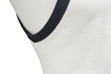 Load image into Gallery viewer, courreges クレージュ ロゴ キャミソール ホワイト ブラック コットン 323JDE048 タンクトップ パッチ サイズS 美品 中古 4c075526