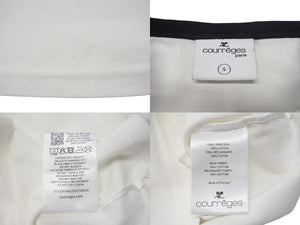 courreges クレージュ ロゴ キャミソール ホワイト ブラック コットン 323JDE048 タンクトップ パッチ サイズS 美品 中古 4c075526