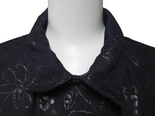 Load image into Gallery viewer, 新品未使用 HERMES エルメス オープンカラーシャツ 開襟シャツ 25SS サイズ50 花柄 総柄 刺繍 ネイビー 中古 4c075535