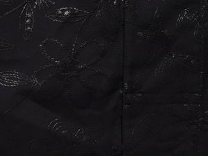 新品未使用 HERMES エルメス オープンカラーシャツ 開襟シャツ 25SS サイズ50 花柄 総柄 刺繍 ネイビー 中古 4c075535