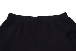 新品同様 CHROME HEARTS クロムハーツ スウェットパンツ CHロゴ トリプルクロス フロッキーパッチ ブラック サイズXS 中古 4c075546