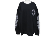 Load image into Gallery viewer, 新品未使用 CHROME HEARTS クロムハーツ スウェット トレーナー サイズXL 新型 ホースシュー フローラル ブラック コットン 中古 4c075547