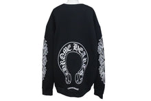 Load image into Gallery viewer, 新品未使用 CHROME HEARTS クロムハーツ スウェット トレーナー サイズXL 新型 ホースシュー フローラル ブラック コットン 中古 4c075547