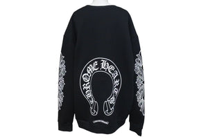 新品未使用 CHROME HEARTS クロムハーツ スウェット トレーナー サイズXL 新型 ホースシュー フローラル ブラック コットン 中古 4c075547