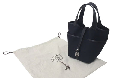 極美品 HERMES エルメス ピコタンロック ブラック カーゴ PM ハンドバッグ トワル×スイフト 中古 B刻印 4c075557