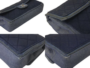 CHANEL シャネル マトラッセ26 ショルダーバッグ 20番台 ブルー ネイビー デニム シルバー金具 美品 中古 4c075560