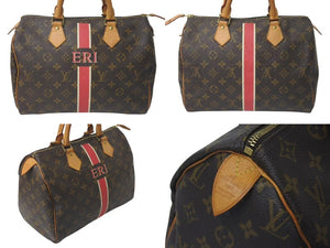 LOUIS VUITTON ルイヴィトン スピーディ30 ハンドバッグ イニシャル M59032 モノグラム ブラウン PVC ゴールド金具 美品 中古 4c075563