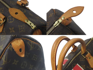 LOUIS VUITTON ルイヴィトン スピーディ30 ハンドバッグ イニシャル M59032 モノグラム ブラウン PVC ゴールド金具 美品 中古 4c075563