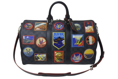 LOUIS VUITTON ルイヴィトン アルプス キーポル バンドリエール45 ボストンバッグ ダミエグラフィット N40043 ブラック PVC レザー シルバー金具 中古 4c075564