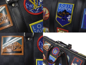 LOUIS VUITTON ルイヴィトン アルプス キーポル バンドリエール45 ボストンバッグ ダミエグラフィット N40043 ブラック PVC レザー シルバー金具 中古 4c075564
