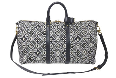 極美品 LOUIS VUITTON ルイヴィトン SINCE1854 キーポル バンドリエール45 ボストンバッグ M57304 ジャガードキャンバス ゴールド金具 中古 4c075564