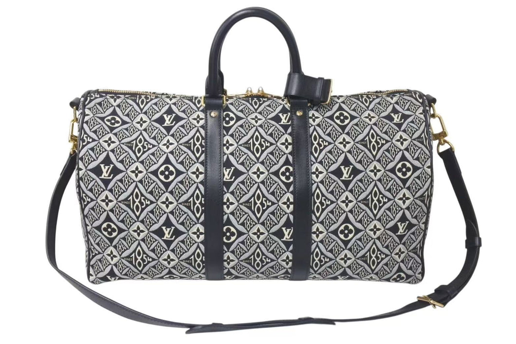 極美品 LOUIS VUITTON ルイヴィトン SINCE1854 キーポル バンドリエール45 ボストンバッグ M57304 ジャガードキャンバス ゴールド金具 中古 4c075564