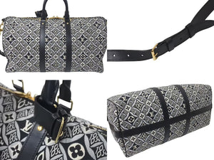 極美品 LOUIS VUITTON ルイヴィトン SINCE1854 キーポル バンドリエール45 ボストンバッグ M57304 ジャガードキャンバス ゴールド金具 中古 4c075564