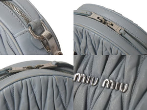 MIUMIU ミュウミュウ ブルー ラムスキン マトラッセ サークルシェープ ショルダーバック美品 中古 4c075570