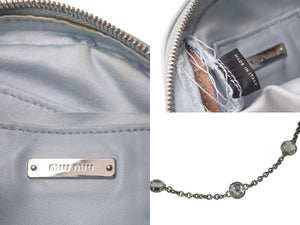 MIUMIU ミュウミュウ ブルー ラムスキン マトラッセ サークルシェープ ショルダーバック美品 中古 4c075570