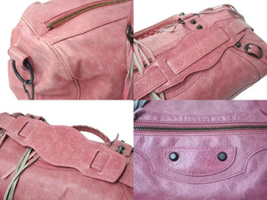 BALENCIAGA バレンシアガ ハンドバッグ The Twiggy Shoulder Bag ザツィギー ピンク ラムスキン 128523 美品 中古 4c075574