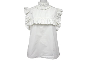 JIL SANDER ジルサンダー ノースリーブフリルシャツ J01NC0101 J45002 イタリア製 コットン ホワイト サイズ34 美品 中古 4c075590