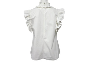 JIL SANDER ジルサンダー ノースリーブフリルシャツ J01NC0101 J45002 イタリア製 コットン ホワイト サイズ34 美品 中古 4c075590
