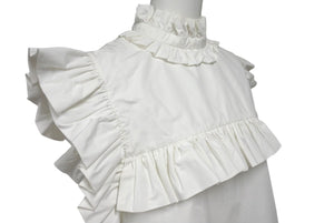 JIL SANDER ジルサンダー ノースリーブフリルシャツ J01NC0101 J45002 イタリア製 コットン ホワイト サイズ34 美品 中古 4c075590