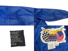 Load image into Gallery viewer, JEFFHAMILTON ジェフハミルトン レザージャケット シングルライダースジャケット China製 ブルー オレンジ サイズXL 良品 中古 4c075599