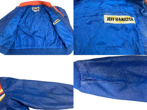 JEFFHAMILTON ジェフハミルトン レザージャケット シングルライダースジャケット China製 ブルー オレンジ サイズXL 良品 中古 4c075599