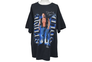 STONE COLD ストーンコールド プロレスT 半袖Tシャツ 90s コットン ブラック ブルー ホワイト サイズL 美品 中古 4c075604
