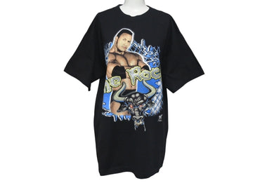 The Rock ザロック ヴィンテージ WWF ショートスリーブ 半袖Tシャツ コットン ブラック ブルー イエロー ONE SIZE 美品 中古 4c075605