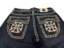 画像をギャラリービューアに読み込む, 新品未使用 LAGUNA BEACH ラグナビーチ 00S デニムパンツ ジーンズ 極太白ステッチ デニム スワロフスキー ブルー サイズ32 中古 4c075607