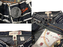 画像をギャラリービューアに読み込む, 新品未使用 LAGUNA BEACH ラグナビーチ 00S デニムパンツ ジーンズ 極太白ステッチ デニム スワロフスキー ブルー サイズ32 中古 4c075607