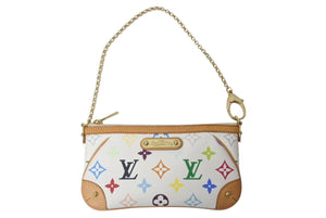 極美品 LOUIS VUITTON ルイヴィトン ポシェット ミラMM アクセサリーポーチ M60096 モノグラム マルチカラー ホワイト 中古 4c075619