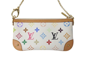 極美品 LOUIS VUITTON ルイヴィトン ポシェット ミラMM アクセサリーポーチ M60096 モノグラム マルチカラー ホワイト 中古 4c075619