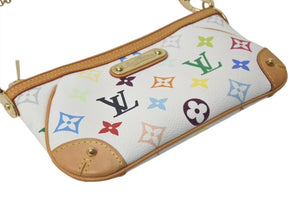 極美品 LOUIS VUITTON ルイヴィトン ポシェット ミラMM アクセサリーポーチ M60096 モノグラム マルチカラー ホワイト 中古 4c075619