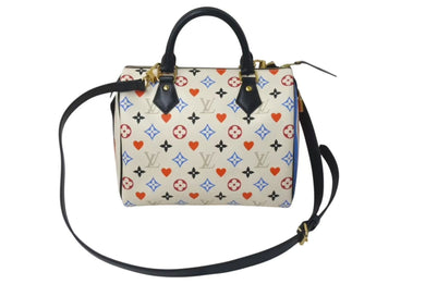 極美品 LOUIS VUITTON ルイヴィトン 20AW モノグラム ゲームオン スピーディ バンドリエール 25 ハンドバッグ M57466 ホワイト マルチカラー ショルダー 中古 4c075621