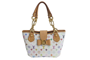 極美品 LOUIS VUITTON ルイヴィトン 村上隆 ハンドバッグ アニー M40307 モノグラムマルチ ホワイト ゴールド金具 中古 4c075623
