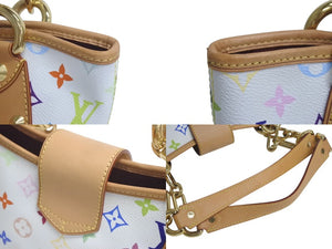 極美品 LOUIS VUITTON ルイヴィトン 村上隆 ハンドバッグ アニー M40307 モノグラムマルチ ホワイト ゴールド金具 中古 4c075623