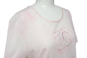 CHANEL シャネル Tシャツ ココマーク タイダイ柄 P34611K02001 フランス製 コットン ピンク 34 美品 中古 4c075633