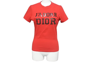 極美品 CHRISTIAN DIOR クリスチャンディオール Tシャツ J'ADORE ジャドール 3A16155021 ジョンガリアーノ サイズ38 レッド 中古 4c075634